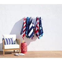 Outdoor Oasis Cabana Stripe Red & Navy Beach Towel