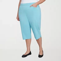 Alfred Dunner Classics Womens Mid Rise Plus Capri Pants