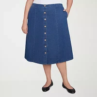 Alfred Dunner Classics Womens Denim Skirt-Plus