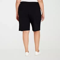 Alfred Dunner Classics Womens Mid Rise Stretch Fabric Bermuda Short-Plus