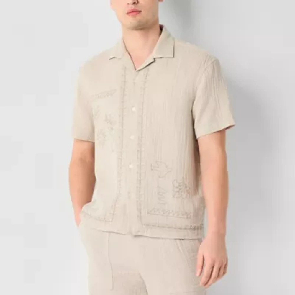 Arizona Mens Embroidered Button-Down Shirt