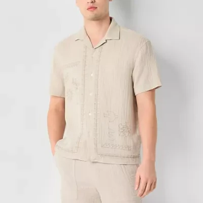 Arizona Mens Embroidered Button-Down Shirt