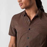 Stylus Mens Regular Fit Short Sleeve Checked Button-Down Shirt