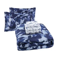 INK+IVY Kids Austin Blue Camo Complete Bedding Set with Sheets