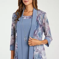 R & M Richards Womens Jacket Dress With Removable Necklace Petite