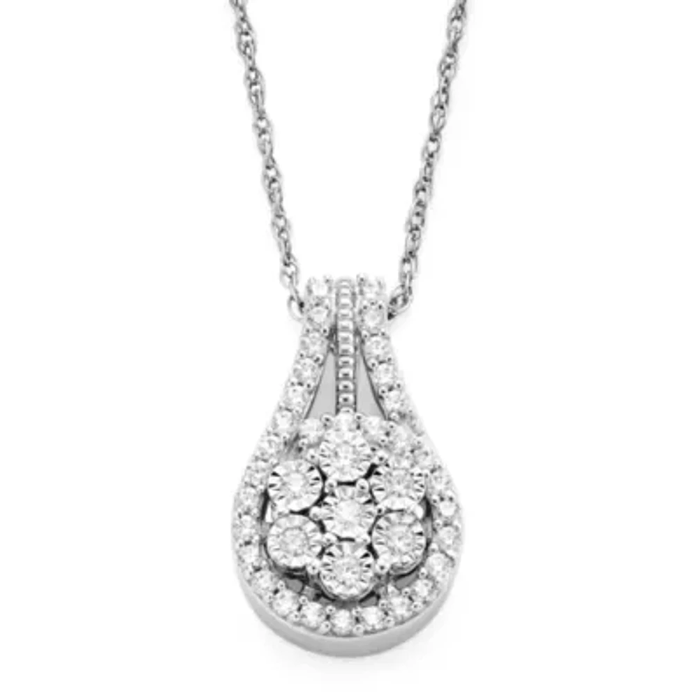 Diamond Blossom 1/3 CT.T.W. Natural Diamond Cluster Orbit Pendant Necklace