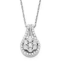 Diamond Blossom 1/3 CT.T.W. Natural Diamond Cluster Orbit Pendant Necklace