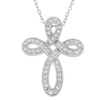 DiamonArt® Womens / CT. T.W. White Cubic Zirconia Sterling Silver Cross Pendant Necklace