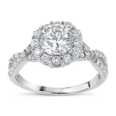 DiamonArt® Womens 3 1/2 CT. T.W White Cubic Zirconia Sterling Silver Engagement Ring