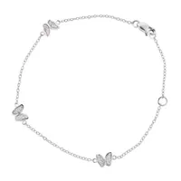 Diamonart Sterling Silver 7 Inch Hollow Cable Butterfly Chain Bracelet