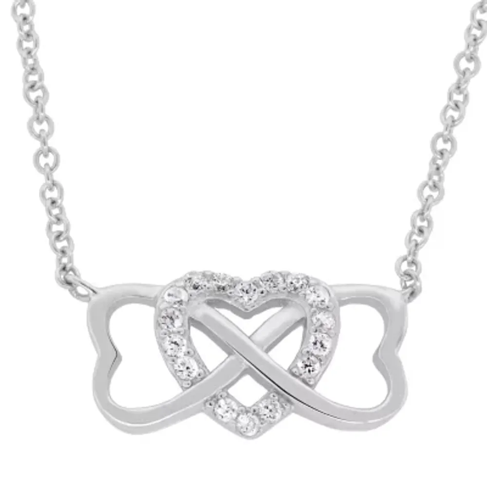 DiamonArt® Womens / CT. T.W. White Cubic Zirconia Sterling Silver Heart Pendant Necklace