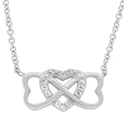 DiamonArt® Womens / CT. T.W. White Cubic Zirconia Sterling Silver Heart Pendant Necklace