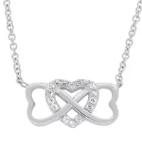 DiamonArt® Womens / CT. T.W. White Cubic Zirconia Sterling Silver Heart Pendant Necklace