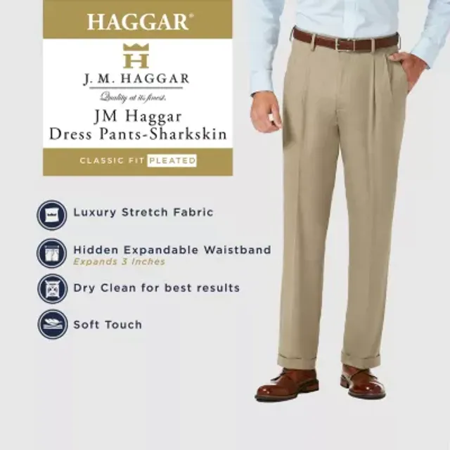 Haggar Mens Jm Haggar Premium Stretch Classic Fit Flat Front Dress Pant  34 X 34  Black  Target