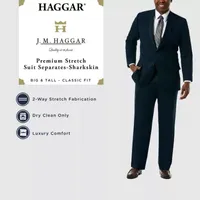 Haggar JMH Premium Stretch Sharkskin Mens Big Stretch Fabric Classic Fit Flat Front Suit Pant