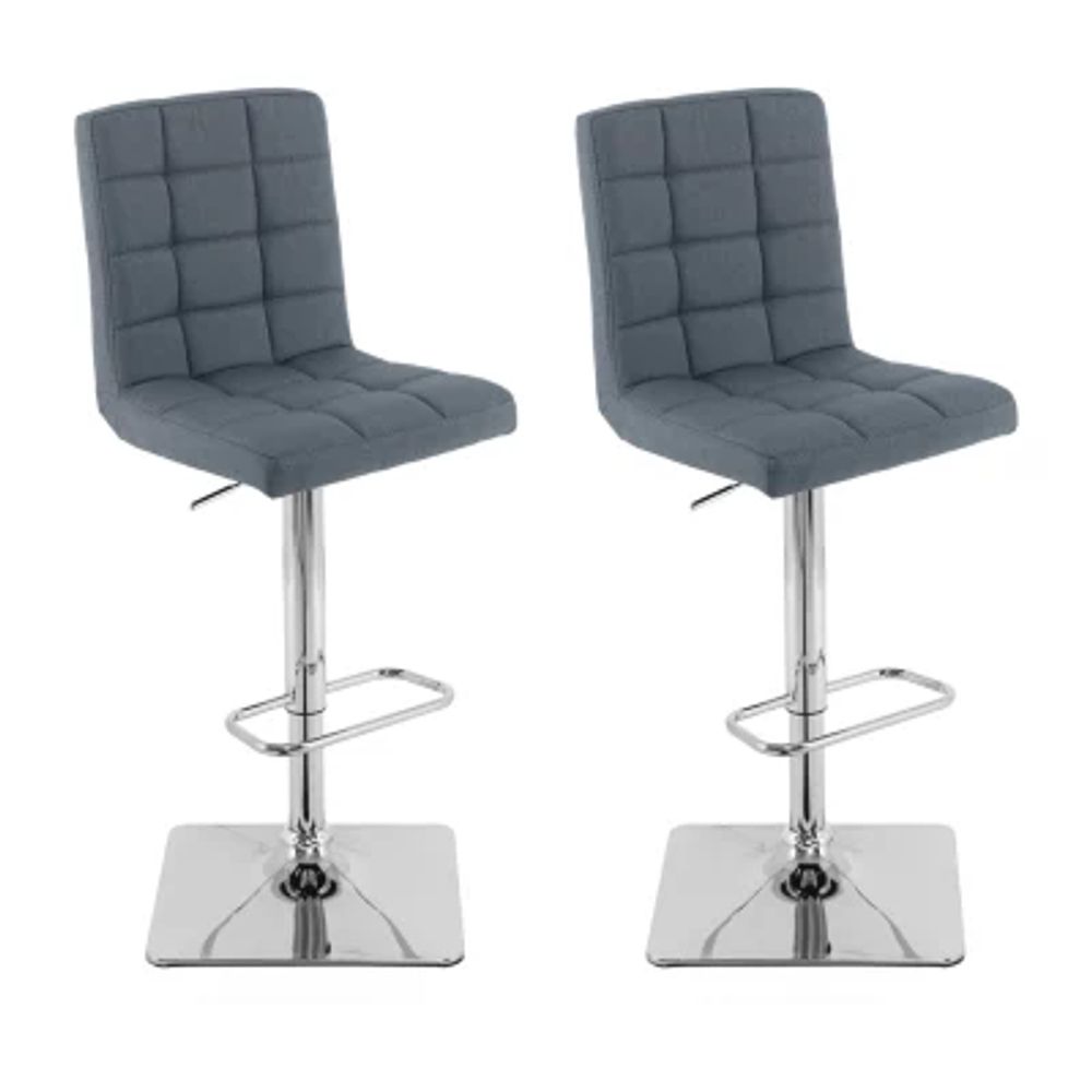 Corliving 2-pc. Upholstered Tufted Swivel Bar Stool