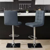 Corliving 2-pc. Upholstered Tufted Swivel Bar Stool