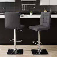 Corliving 2-pc. Upholstered Tufted Swivel Bar Stool