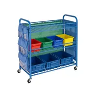 Honey-Can-Do Blue 3-Tier Rolling Shelf Cart