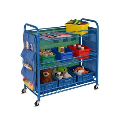 Honey-Can-Do Blue 3-Tier Rolling Shelf Cart