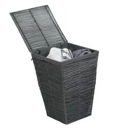 Honey-Can-Do Gray Rolled Paper Rope With Lid Hamper