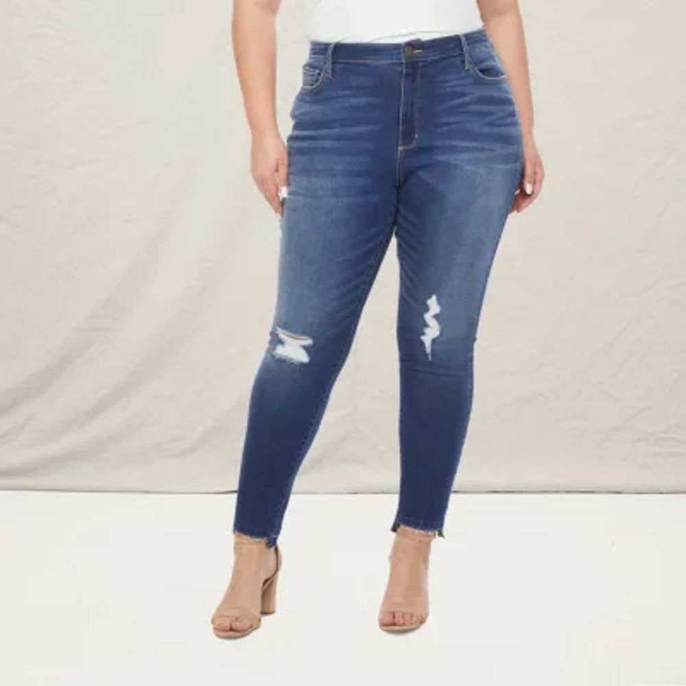 a.n.a Womens High Rise Ripped Jegging - Plus