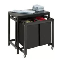 Honey-Can-Do Black Double Laundry Sorter with Folding Table