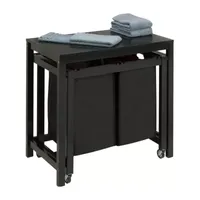 Honey-Can-Do Black Double Laundry Sorter with Folding Table