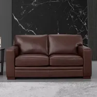 Dillon Leather Upholstery Collection Track-Arm Upholstered Loveseat