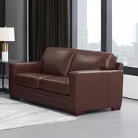 Dillon Leather Upholstery Collection Track-Arm Upholstered Loveseat