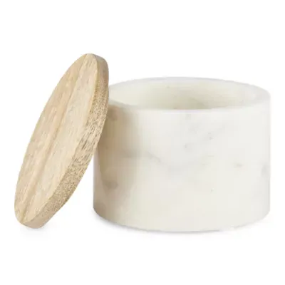 Linden Street Marble & Mango Wood Salt Cellar