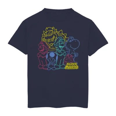 Little & Big Boys Round Neck Super Mario Short Sleeve Graphic T-Shirt