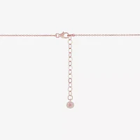 Womens Lab Created White Crystal 14K Rose Gold Over Silver 14K Rose Gold Circle Pendant Necklace