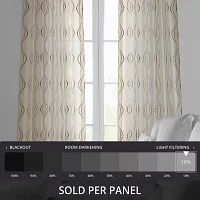 Exclusive Fabrics & Furnishing Suez Embroidered Faux Linen Sheer Rod Pocket Single Curtain Panel