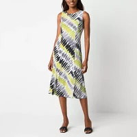 Danny & Nicole Womens Abstract Midi Jacket Dress