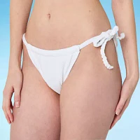 Decree Side Tie Lined Textured Bikini Swimsuit Bottom Juniors