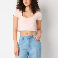 Forever 21 Womens Scoop Neck Short Sleeve Crop Top Juniors