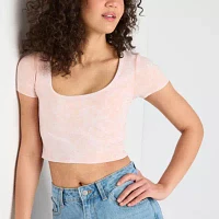 Forever 21 Womens Scoop Neck Short Sleeve Crop Top Juniors