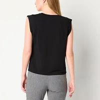 Worthington Womens Crew Neck Sleeveless Blouse