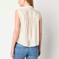 a.n.a Womens Sleeveless Regular Fit Button-Down Shirt