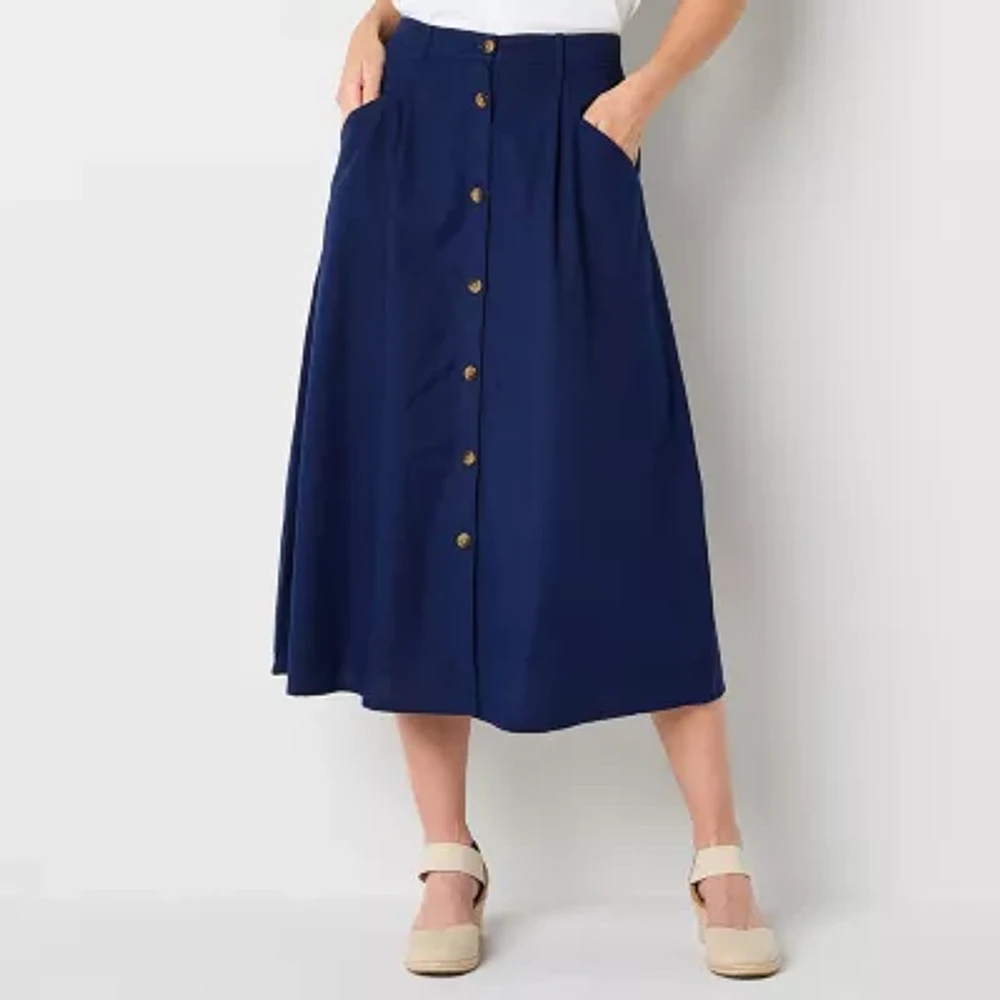 St. John's Bay Womens Midi A-Line Skirt-Tall