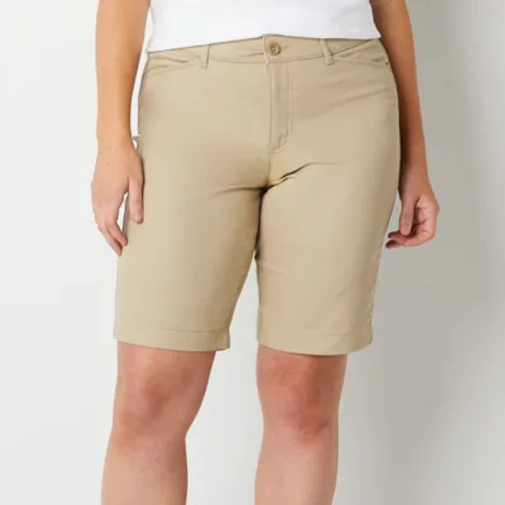 St. John's Bay Womens Mid Rise Bermuda Short-Tall