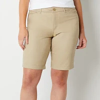 St. John's Bay Womens Mid Rise Bermuda Short-Tall