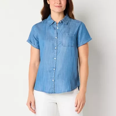 St. John's Bay Tall Womens Short Sleeve Blouse