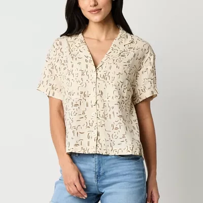 a.n.a Plus Womens Short Sleeve Regular Fit Button-Down Shirt