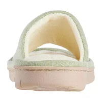 Isotoner Embroidered Jersey Womens Slip-On Slippers