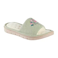 Isotoner Embroidered Jersey Womens Slip-On Slippers