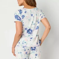 Ambrielle Womens Short Sleeve V Neck Pajama Top