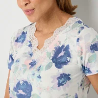Ambrielle Womens Short Sleeve V Neck Pajama Top