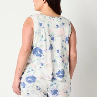 Ambrielle Womens Plus Sleeveless V Neck Pajama Top